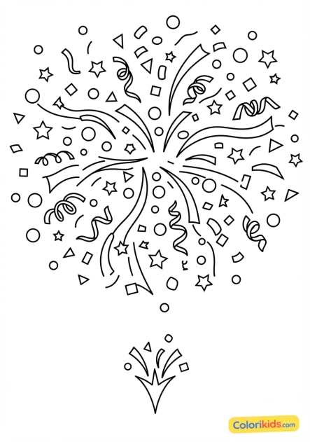 Coloriage à imprimer : bande de confettis géante explosant en l'air
