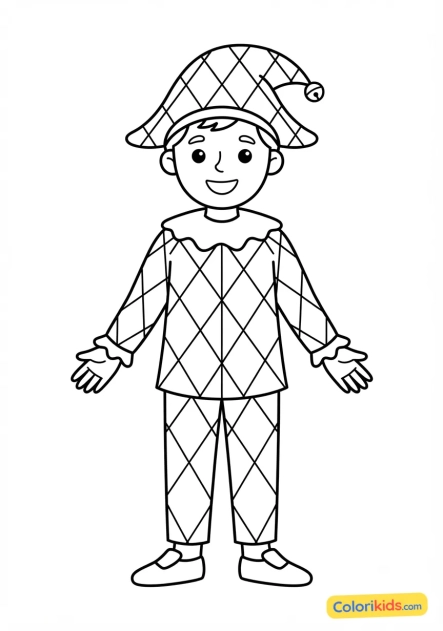 Coloriage à imprimer : costume de arlequin traditionnel à losanges