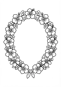 Voir le coloriage Collier de fleurs hawaïen coloré et festif