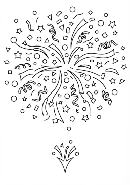 Voir le coloriage Bande de confettis géante explosant en l'air