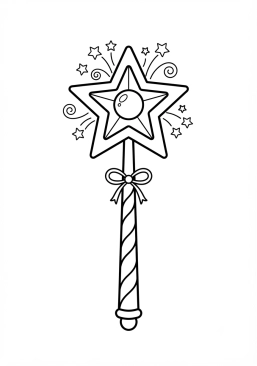 Voir le coloriage Bâton magique lumineux de fée pour enfant