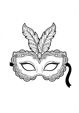 Voir le coloriage Masque vénitien mystérieux et élégant avec des dentelles