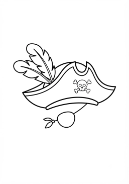 Voir le coloriage Chapeau de pirate avec un cache-oeil et une plume