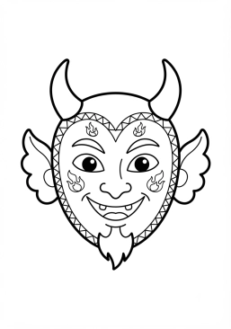 Voir le coloriage Masque de diablotin rouge avec des cornes