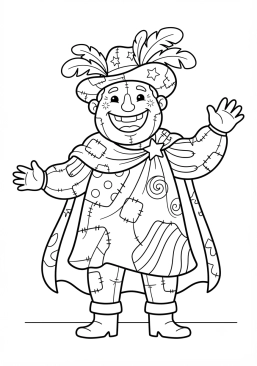 Voir le coloriage Géant de carnaval en papier mâché souriant