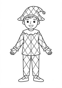 Voir le coloriage Costume de arlequin traditionnel à losanges