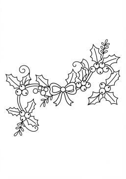 Malvorlage Stechpalmen-Guirlande mit roten Beeren