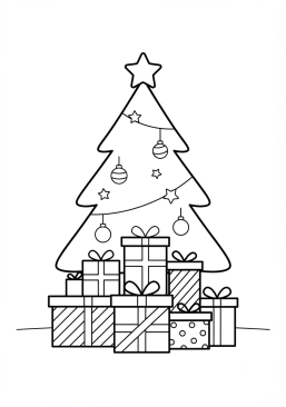 Malvorlage Geschenke unter dem Weihnachtsbaum gestapelt