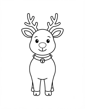 Malvorlage Rentier Rudolph mit leuchtend roter Nase