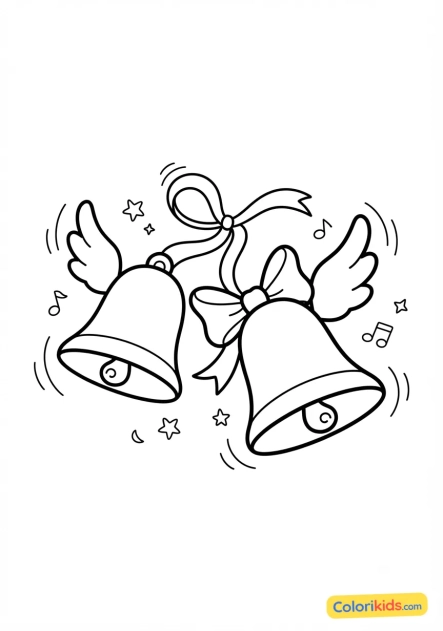 Coloriage à imprimer : cloches sonnant l'arrivée de Pâques