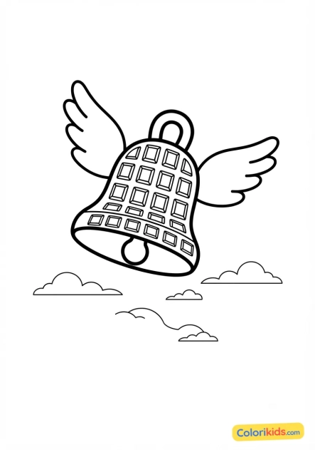Coloriage à imprimer : chocolat de Pâques en forme de cloche volante