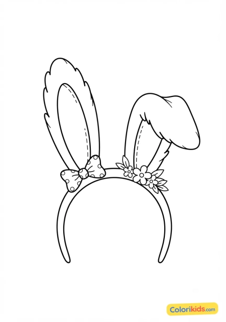 Coloriage à imprimer : paire d'oreilles de lapin de Pâques rigolotes