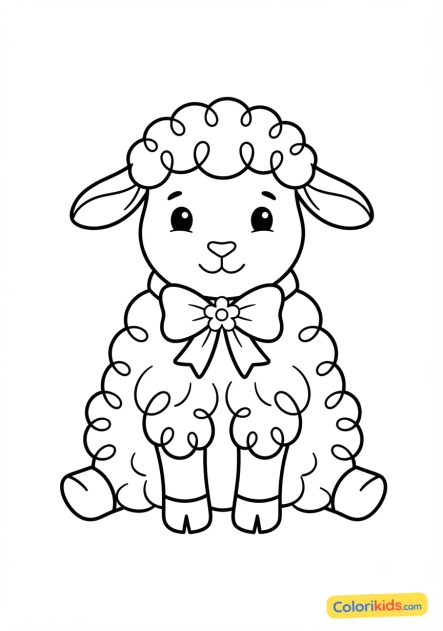 Coloriage à imprimer : agneau de Pâques doux et pelucheux