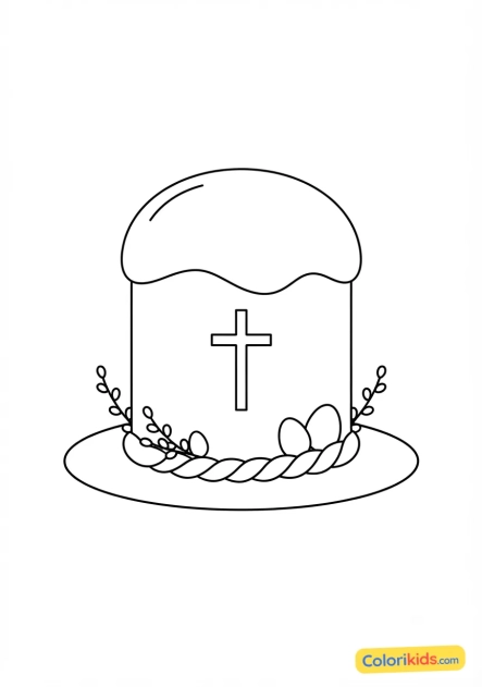 Coloriage à imprimer : gâteau de Pâques traditionnel brioché