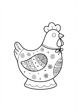 Voir le coloriage Poule décorative en céramique pour Pâques