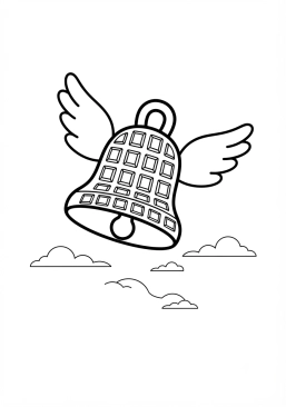 Voir le coloriage Chocolat de Pâques en forme de cloche volante