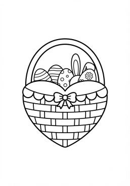 Voir le coloriage Panier de Pâques en forme de coeur
