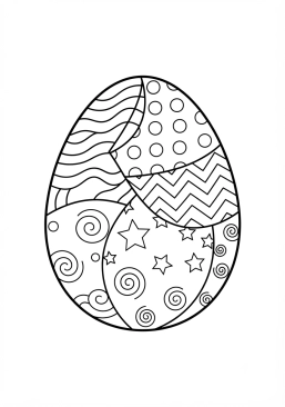 Voir le coloriage Grand oeuf de Pâques décoré de motifs graphiques