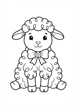 Voir le coloriage Agneau de Pâques doux et pelucheux