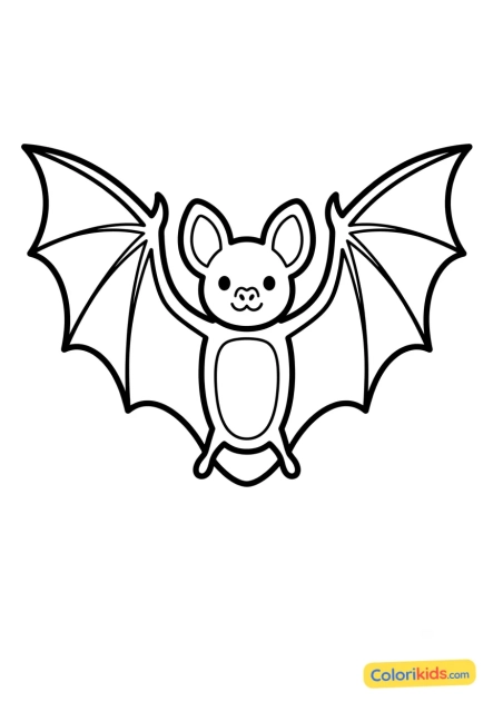 Dibujo para colorear para imprimir: murciélago con las alas desplegadas