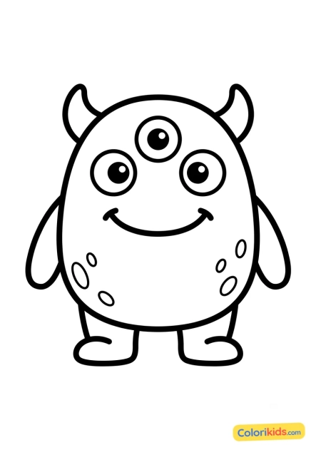 Desenho para colorir para imprimir: monstro pequeno com três olhos