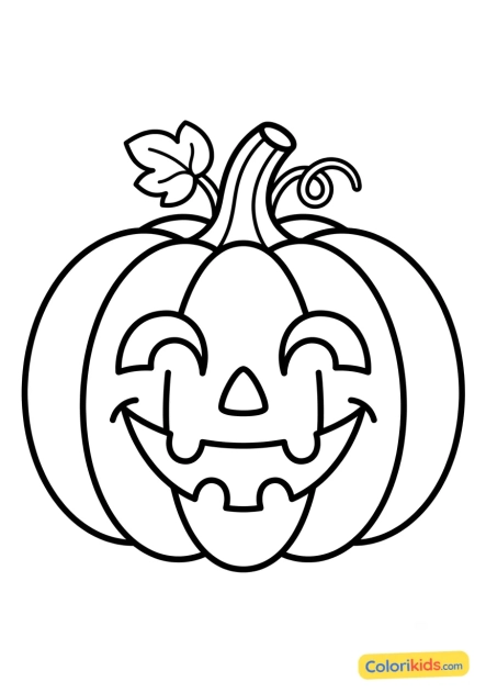 Dibujo para colorear para imprimir: calabaza de Halloween sonriente