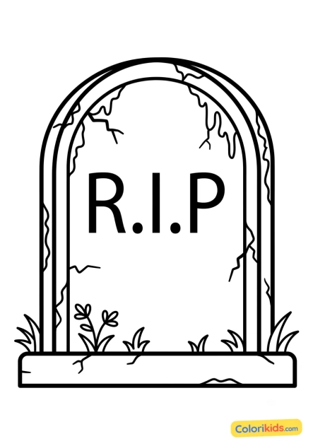 Dibujo para colorear para imprimir: lápida con inscripción RIP