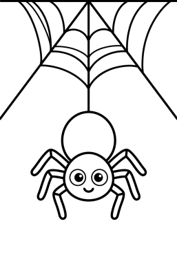 Malvorlage Spinne seilt sich an ihrem Netz ab