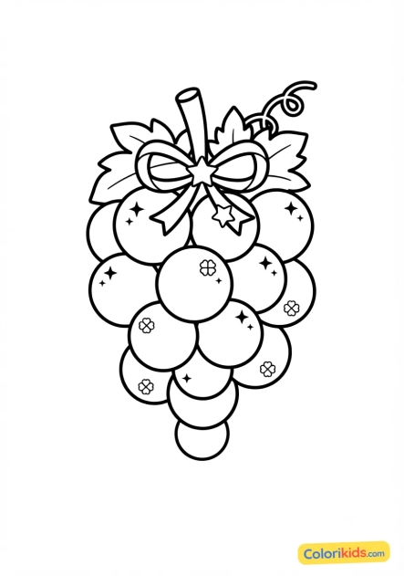 Coloriage à imprimer : délicieux raisin porte-bonheur de minuit