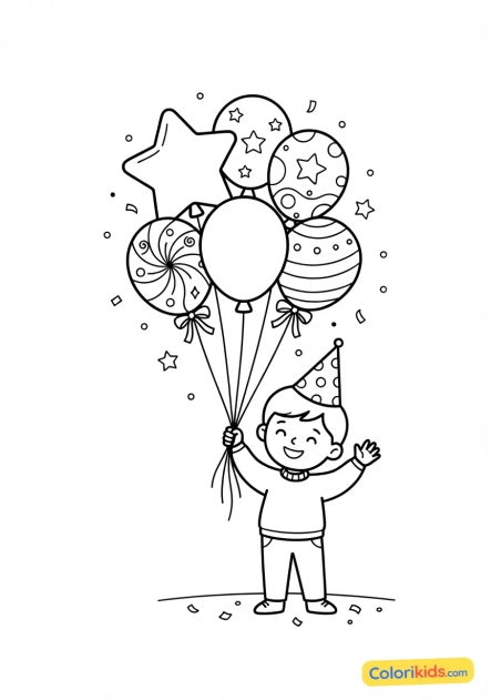 Coloriage à imprimer : célébration festive avec des ballons hélium