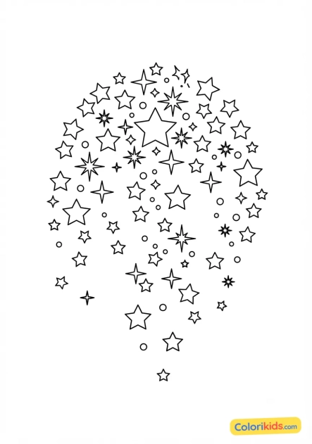 Coloriage à imprimer : pluie dorée d'étoiles scintillantes