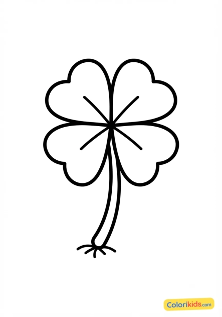 Coloriage à imprimer : trèfle à quatre feuilles porte-bonheur