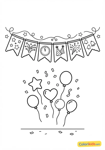 Coloriage à imprimer : bannière décorative scintillante