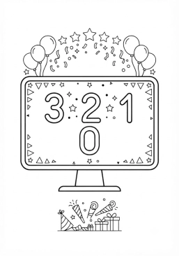 Voir le coloriage Compte à rebours numérique sur un grand écran