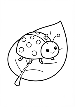Voir le coloriage Petite coccinelle porte-bonheur sur une feuille