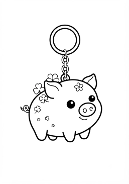Voir le coloriage Porte-bonheur porte-clés en forme de cochon