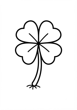 Voir le coloriage Trèfle à quatre feuilles porte-bonheur
