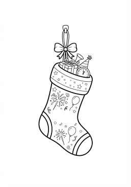 Voir le coloriage Chaussette ou cadeau suspendu de Nouvel An