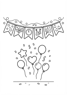 Voir le coloriage Bannière décorative scintillante
