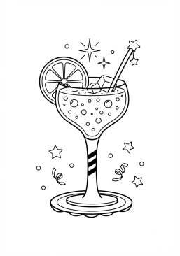 Voir le coloriage Cocktail festif sans alcool pétillant