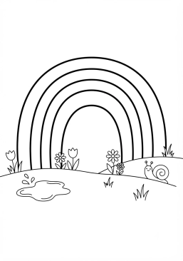 Voir le coloriage Arc-en-ciel éclatant après une averse de printemps