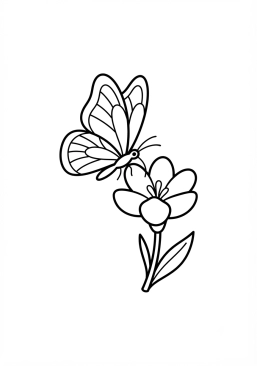Voir le coloriage Papillon délicat butinant une fleur printanière