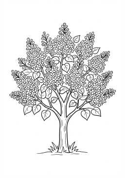 Voir le coloriage Arbuste de lilas en fleurs parfumées