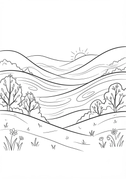 Voir le coloriage Brumes matinales se levantant sur la vallée