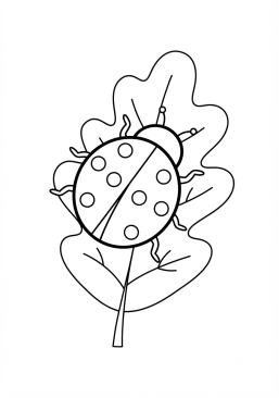 Voir le coloriage Coccinelle rouge à pois noirs sur une feuille