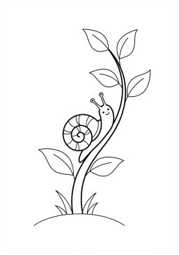 Voir le coloriage Escargot explorant une tige de verdure