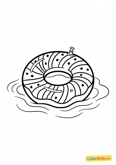 Coloriage à imprimer : bouée colorée flottant sur l'eau turquoise