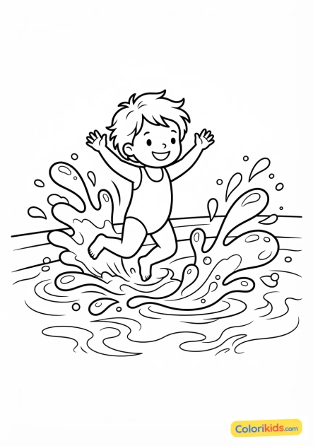 Coloriage à imprimer : piscine rafraîchissante avec des éclaboussures d'eau