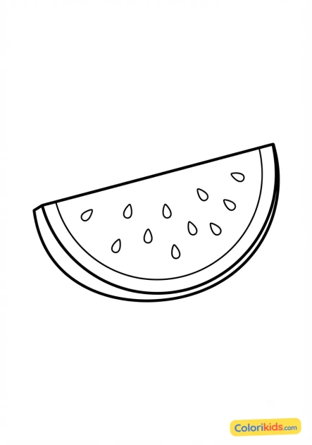 Coloriage à imprimer : tranche de pastèque fraîche et juteuse