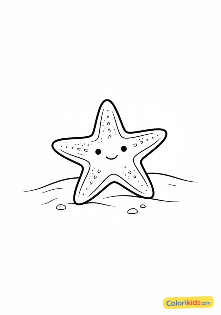 Coloriage à imprimer : Étoile de mer échouée délicatement sur le sable